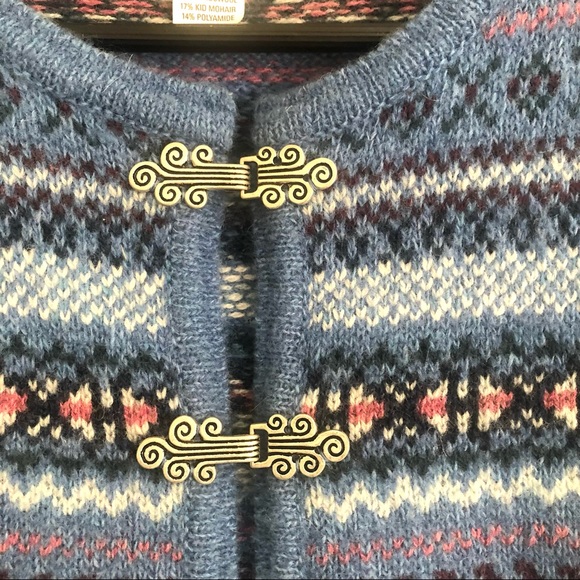 Vtg Millar Lambswool Mohair blue cardigan sweater medium - Picture 5 of 8